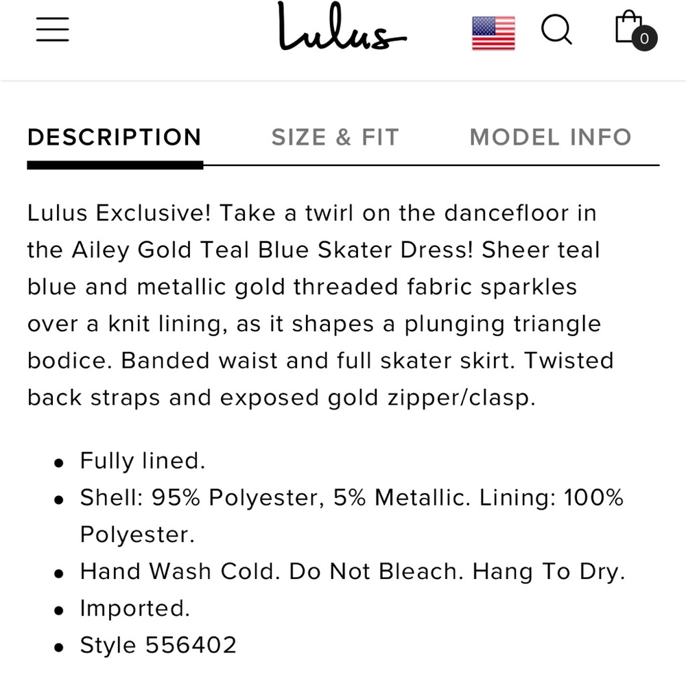 Lulu’s Large Ailey Gold Teal Blue Skater Dress - Picture 3 of 5